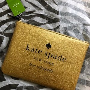 Kate Spade New York Glitter Gold Pouch Live Color